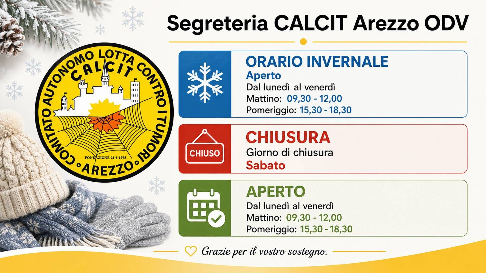 Orario Invernale Segreteria